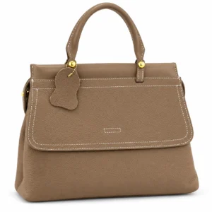 Sac à main taupe surpiqué