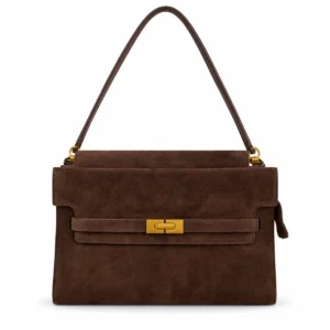 Sac structuré marron à fermoir doré