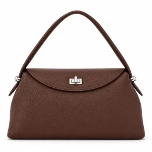 Sac trapèze brun à rabat incurvé