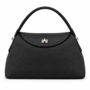 Sac trapèze noir à rabat incurvé